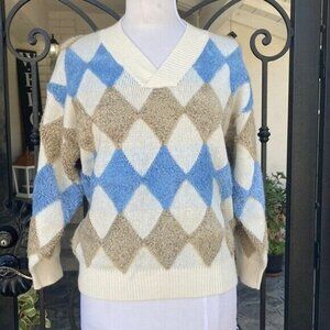 LLa LLa Preppy medium-large argyle sweater Twee Coquette Academia School Girl